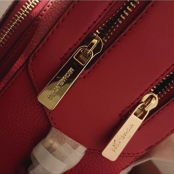 ???MK Michael Kors JAYCE MD Zip Pocket Backpack Leather Bright Red‼️?NEW W